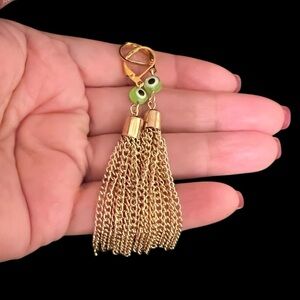 Lime Green evil eyes earrings gold plated chin design